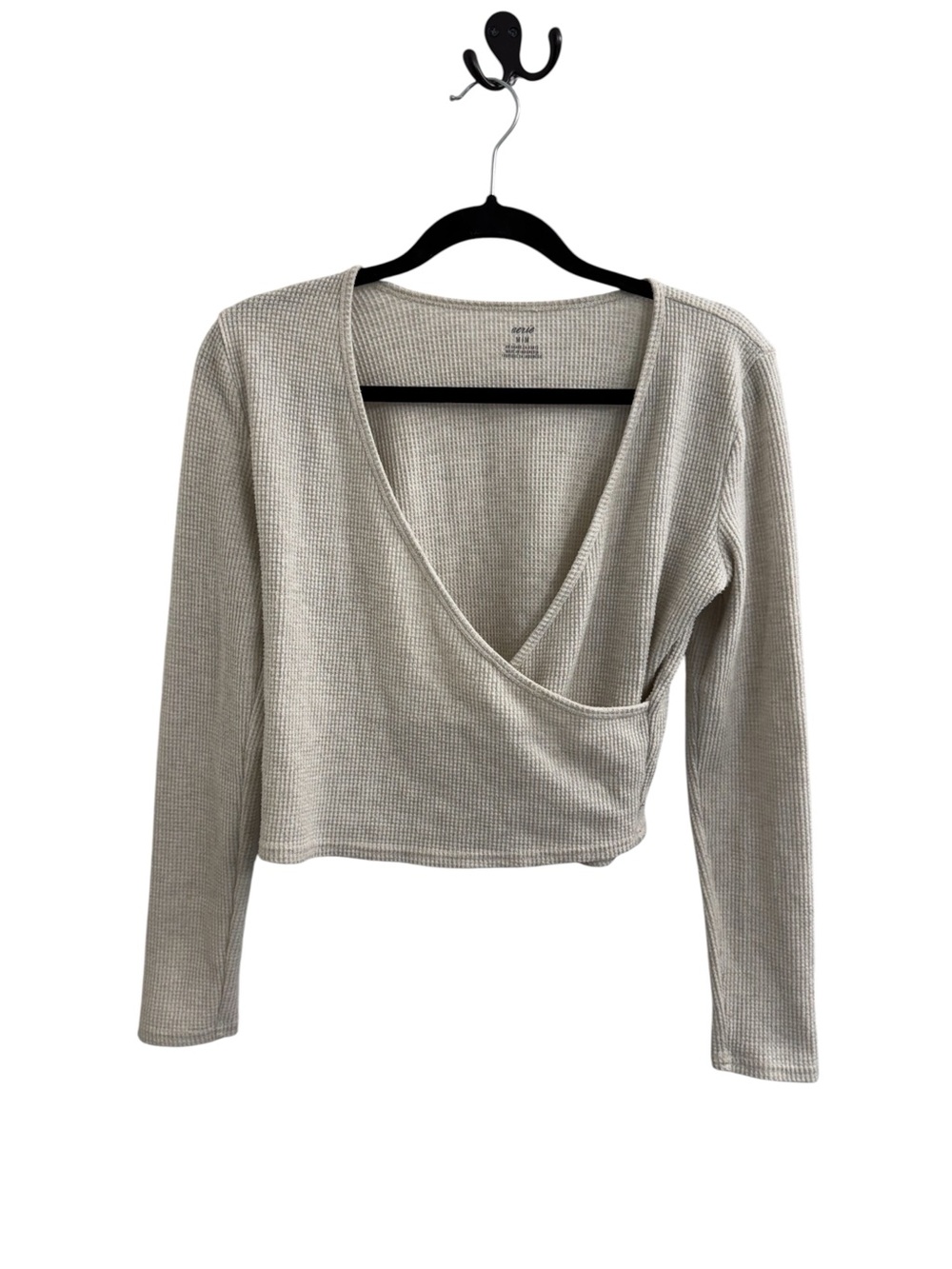aerie Beige Wrap-Style Long Sleeve Top Women’s Size M